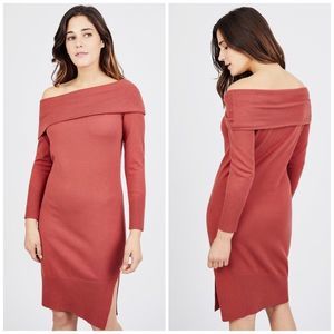 August 1 Eight Off Shoulder Knit Sweater Dress